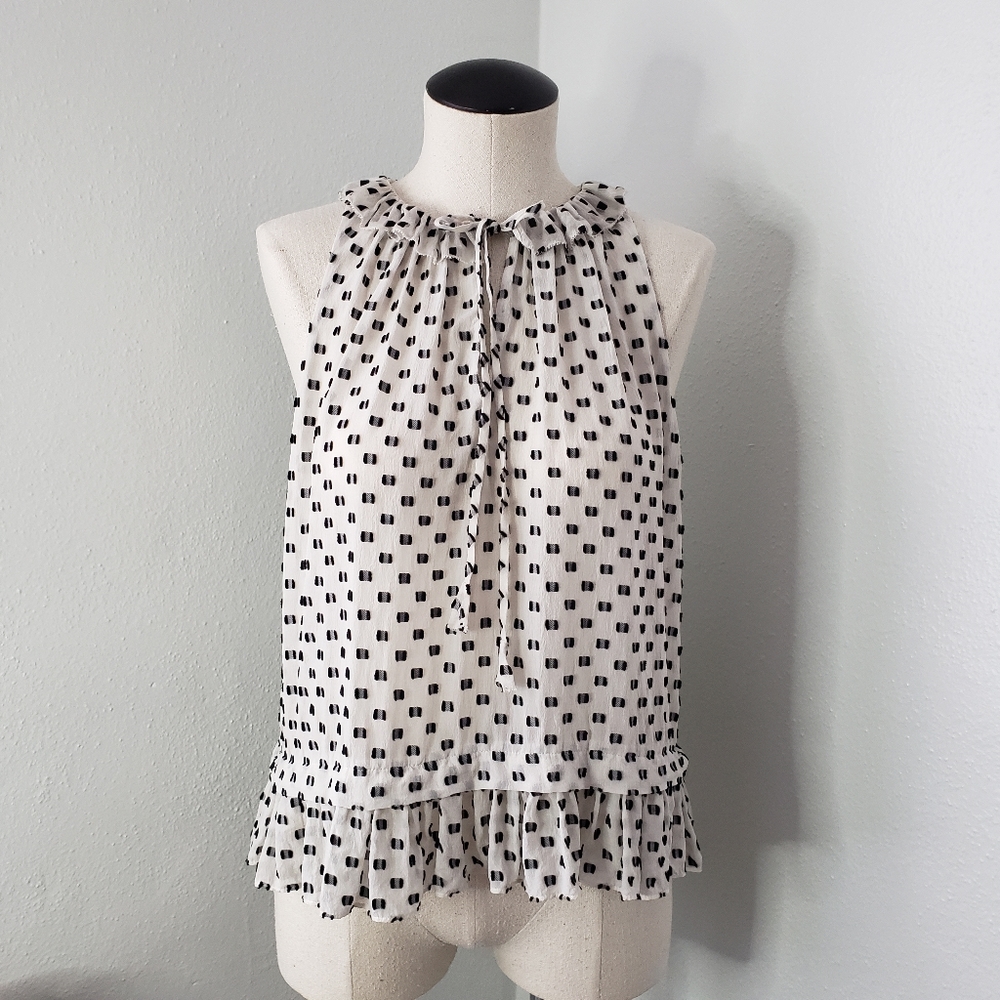 Rebecca Taylor Box Sleeveless Clip Sheer Blouse Size 4